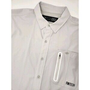 Fintech‎ Fishing Shirt Men's XL Gray Short Sleeve Button Up Performance Vented